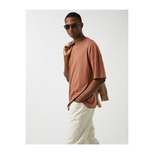 Koton T-Shirt - Brown - Oversize