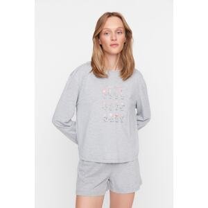 Trendyol Pajama Set - Grau - Print