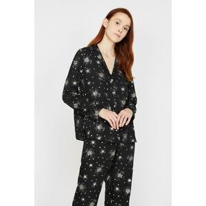 Koton Pajama Top - Black - Plain