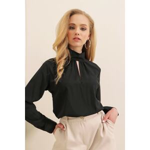 Bigdart 0418 Window Detailed Blouse - Black