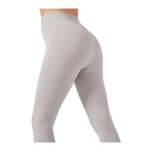 LOS OJOS Women's Gray High Waist Seamless Ribbons Contouring Sports Leggings.