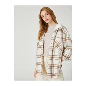 Koton Oversize Lumberjack Shirt Jacket With Hood Long Sleeve