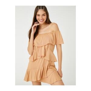 Koton Ruffle Detailed Mini Jumpsuit Off The Shoulder