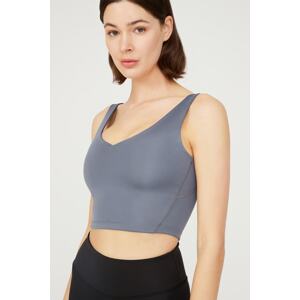 LOS OJOS Anthracite V-Neck Lightly Support, Covered Sports Bra Vneck