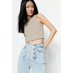 Trendyol Mink Fitted/Situated Halter Neck Crop Flexible Knitted Undershirt