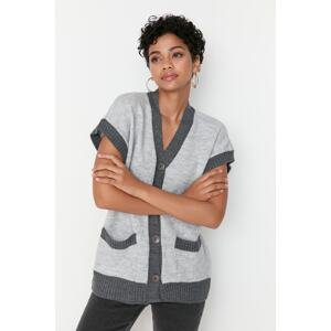 Trendyol Gray Pocket Detailed Knitwear Sweater