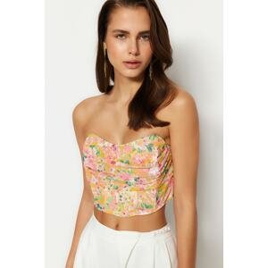 Trendyol Multicolored Floral Print Tulle Bustier