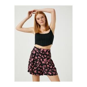 Koton Wide Leg Shorts Floral Pleated Rayon Blended