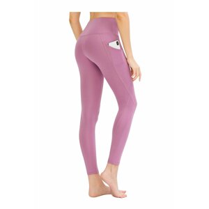 LOS OJOS Women's Lavender High Waist Double Pocket Consolidator Sports Leggings.