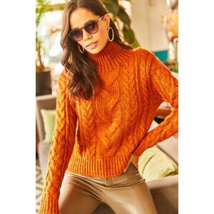 Olalook Women's Tile Half Turtleneck Soft Textured Thick Knitwear Sweater