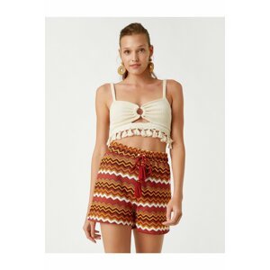 Koton Tie Waist Shorts with Tassel Detail.