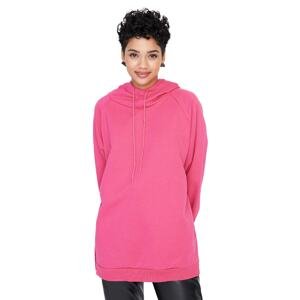 Trendyol Fuchsia Hooded Oversized Rayon Knitted Sweatshirt