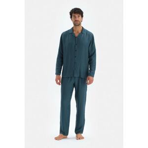 Dagi Oil Long Sleeve Satin Shirt Pajamas Set