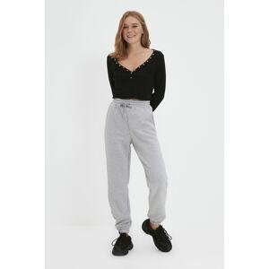 Trendyol Gray Basic Thick Knitted Sweatpants with Fleece Inside