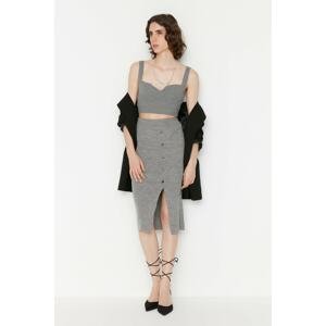 Trendyol Gray Button Detailed Knitwear Skirt