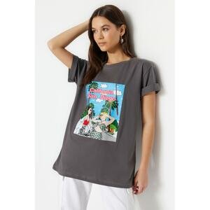 Trendyol T-Shirt - Gray - Boyfriend