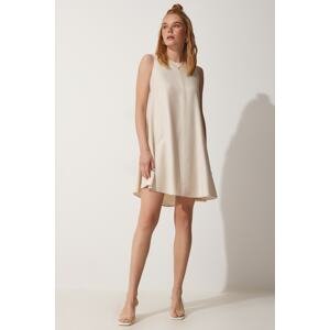 Happiness İstanbul Women's Cream Summer Woven Bell Dress