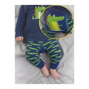 Denokids Alligator Baby Boy Navy Blue Knitted Leggings-Pants