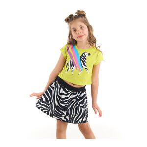 Mushi Rainbow Zebra Girl Crop-top T-shirt 100% Cotton Poplin Zebra Skirt Set
