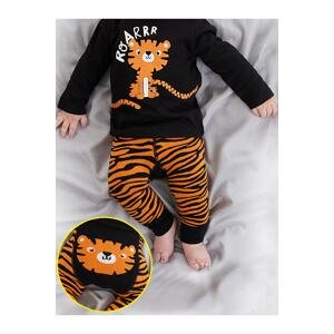 Denokids Tiger Kaplan Pattern Baby Boy Black Tights-Pants