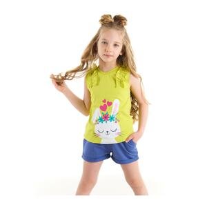 Denokids With a Rabbit Heart, Combed Combed Cotton Girls T-shirt and Short Set