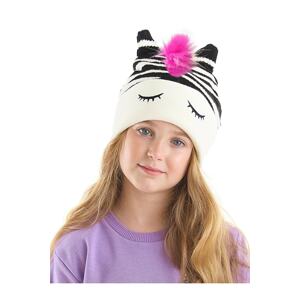 Denokids Zebra Black and White Girls Knitwear Beanie