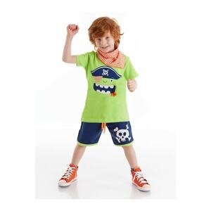 Denokids 3d Green Pirate Kids T-shirt Shorts Bandana Set