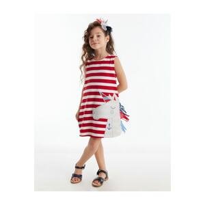 Denokids Red White Striped Unicorn Girls' Dress