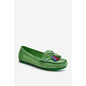 Suede Moccasins With Bow And Fringe Dorine Green