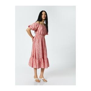 Koton Floral Long Dress Square Neck Strap