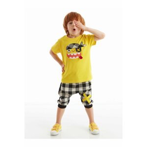 Denokids Pirate Boys Plaid T-shirt Capri Shorts Set