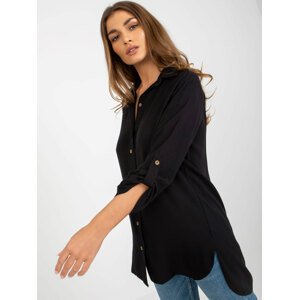 Black classic button shirt with 3/4 sleeves