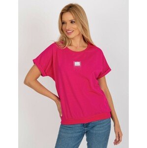 Everyday fuchsia blouse with rhinestone application