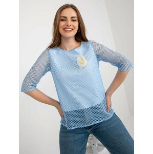 Light blue formal blouse with 3/4 sleeves