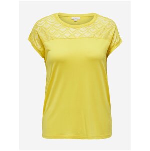 Yellow Women's T-shirt with lace ONLY CARMAKOMA Flake - Women