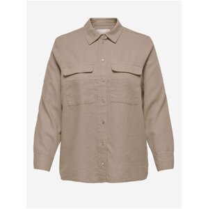 Beige ladies linen shirt ONLY CARMAKOMA Caro - Ladies