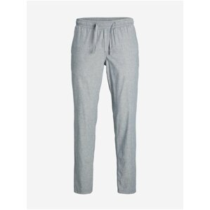 Grey-blue men's brindle trousers with linen Jack & Jones Stac - Men