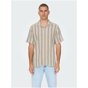Beige Men's Striped Short Sleeve Shirt ONLY & SONS Trev - Men