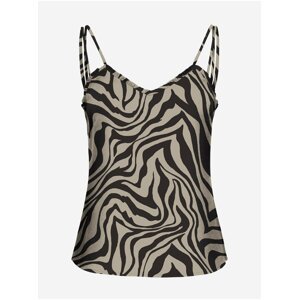 Black and Beige Women's Patterned Top ONLY Nova - Women