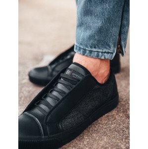 Ombre Men's short sneakers in combined materials - black OM-FOSL