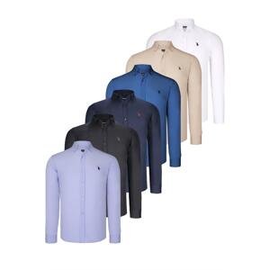 SIX SET G725 DEWBERRY MENS SHIRTS-BLACK-WHITE-NAVY BLUE-INDIGO-LILAC-BEIGE