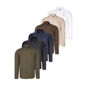 SIX SET G725 DEWBERRY MENS SHIRTS-BLACK-WHITE-NAVY BLUE-COFFEE-GREEN-BEIGE