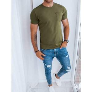 Smooth khaki men's T-shirt with Dstreet pocket