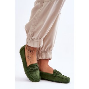Women's suede loafers green Clorie