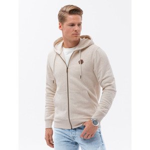 Ombre Unbuttoned men's HOODIE sweatshirt in pleasant knit fabric - cream melange