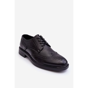 Men's elegant leather shoes black Gustavo