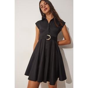 Happiness İstanbul Women's Black Belted Summer Bell Dress