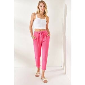 Olalook Women's Fuchsia Pocket Accessory Belted Trousers