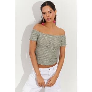 Cool & Sexy Women's Mint Scalloped Crop Top