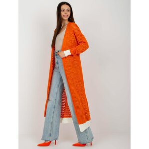 Orange women's cardigan with wool